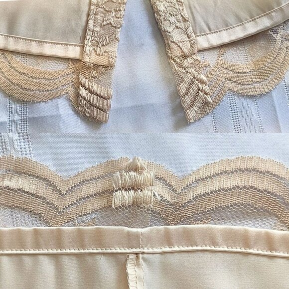 Angelic TAHARI ARTHUR S LEVIN Champagne Satin Georgette Angel Sleeve Lace Overla - Picture 9 of 10